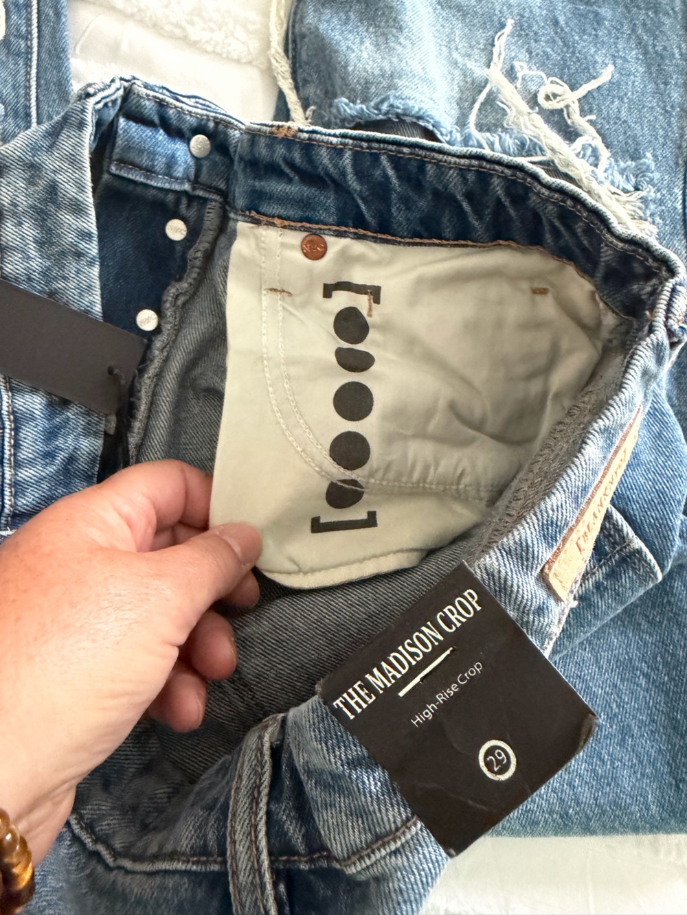 Blank NYC Madison Crop Distressed Button-Fly Blue Jeans NEW - Picture 11 of 13